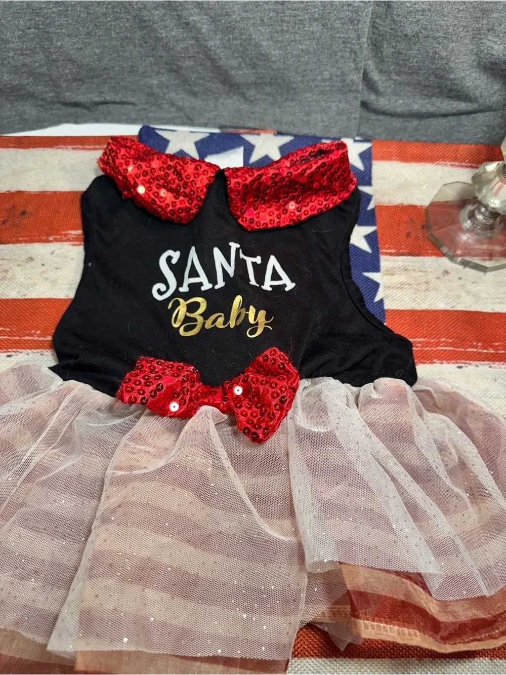 Santa Baby Black & Red Sequin Holiday Dog Dress